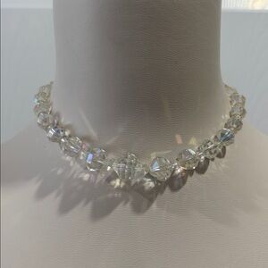 Vintage Aurora Borealis Graduated Crystal Beaded Choker Necklace